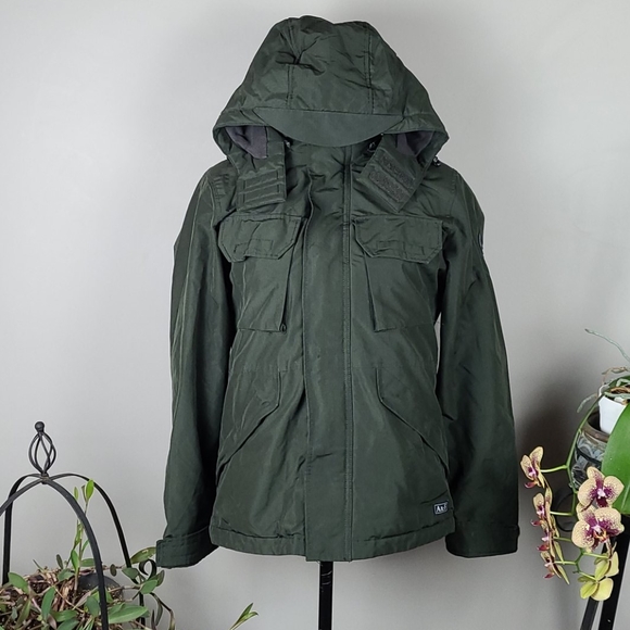 ABERCROMBIE & FITCH Utility Jacket Green Zip Up Size XS - Picture 1 of 7